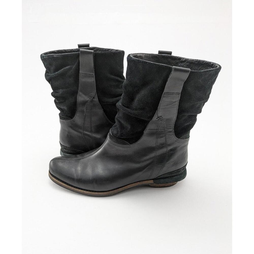 Womens Patagonia Addie Ruffle Slouch Black Leather Outdoor Boots‎ T10818 Size 8